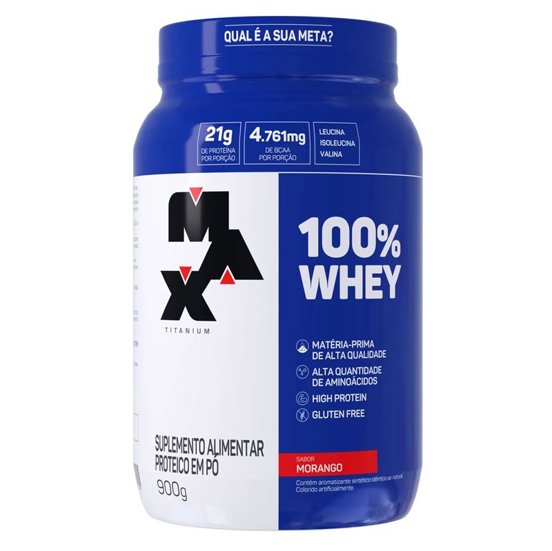 Whey Morango Max Titanium Morango 900g 